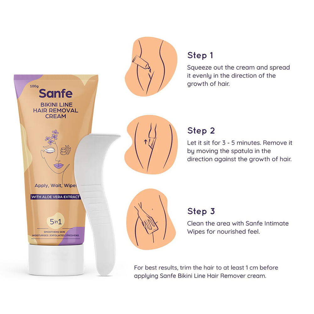 Sanfe Bikini Line Hair Removal Cream With Aloevera (100ml) - Image 2