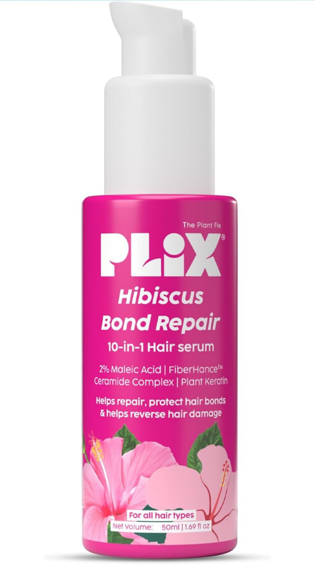 PLIX - THE PLANT FIX Hibiscus Bond Repair 10-in-1 Hair Serum | FiberHance™ | Repairs Damage Hair | Strengthens Keratin Structure | Provides 3X strengthening