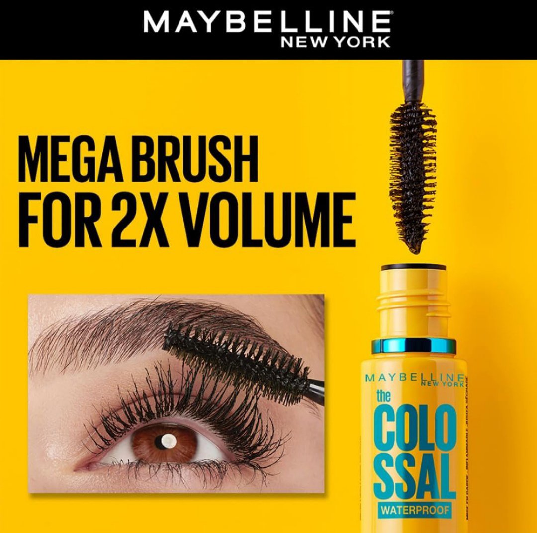 Maybelline New York Mascara, Volumizing & Lengthening, Waterproof, Black, Volume Express Colossal, 10ml - Image 2